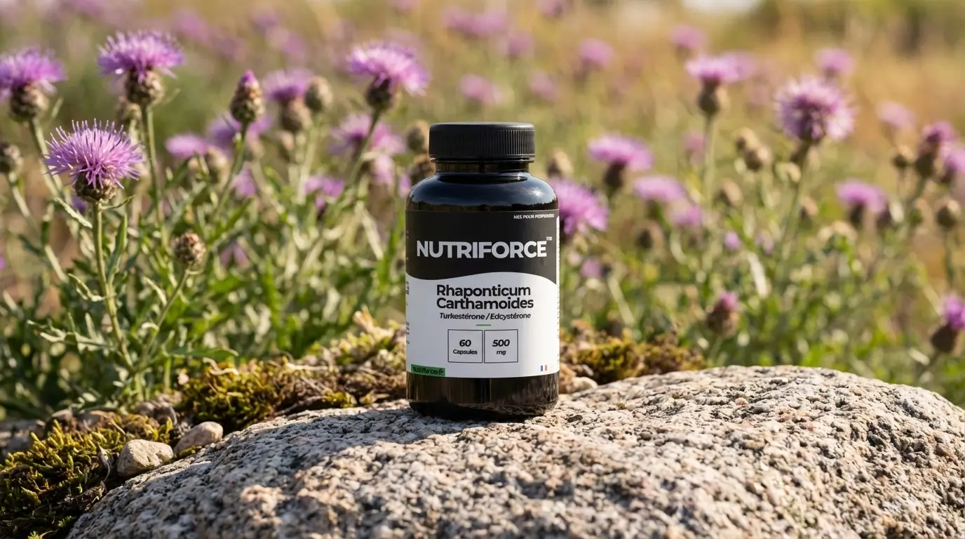 une photo de complément de rhaponticum carthamoides et turkestérone ou ecdystérone vu de proche