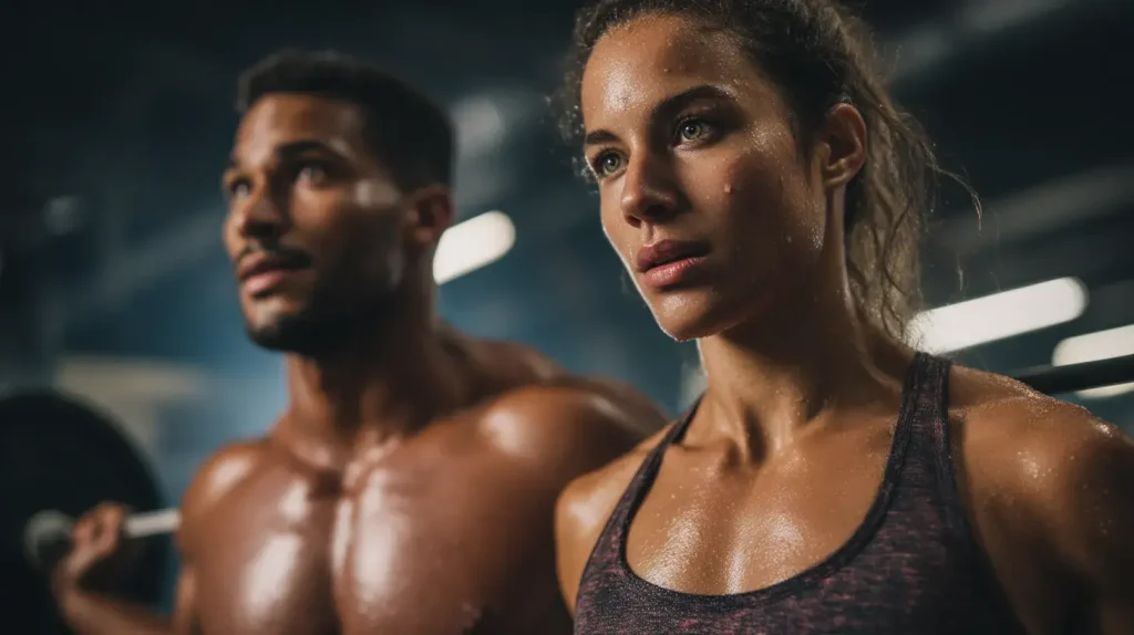 femme homme bienfaits shilajit en musculation bois bandé