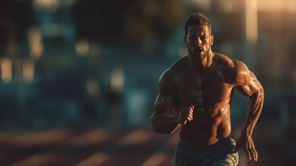 récupération de la créatine sur un homme qui court et qui consomme le pack étudiant nutriforce