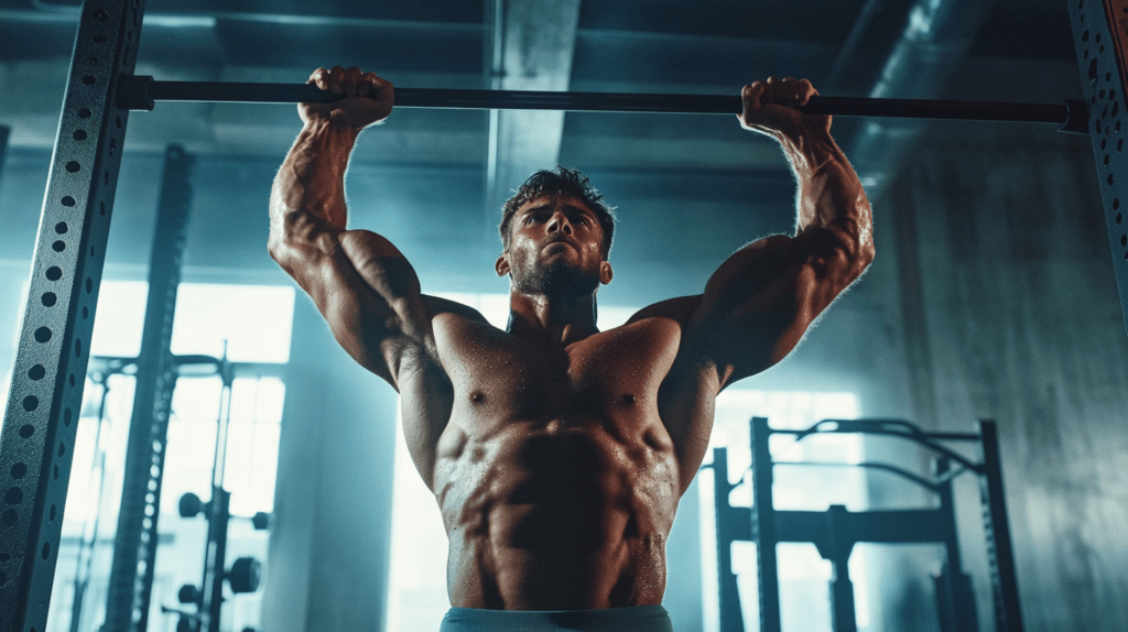 la Cistanche Tubulosa est une plante extrêmement efficace pour la prise de muscle,on le voit avec cet homme à la salle de sport en pleine traction 