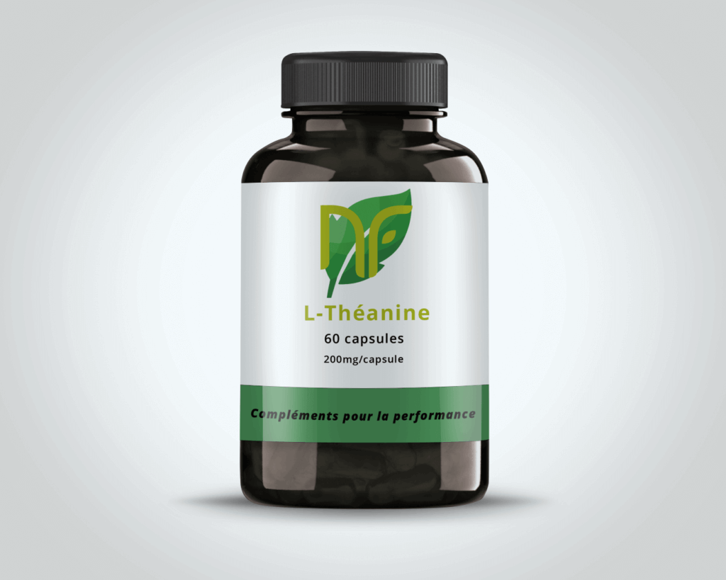 photo d'une boite de 60 capsules de L theanine comme complément alimentaire pour le stress, le sommeil et maigrir