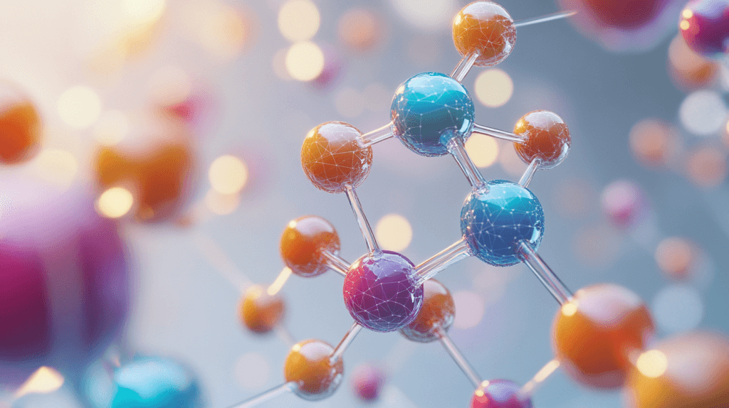 Des molécules qui illustre du coenzyme Q10 et ses bienfaits contre le cholestérol 