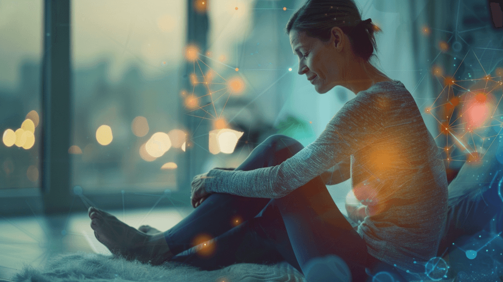 la nattokinase est un anti-inflammatoire puissant, la femme sur la photo souffre moins de sa jambe