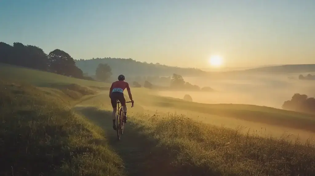 photo ou l'on voit un cycliste améliorer sa capacité respiratoire grâce au reishi