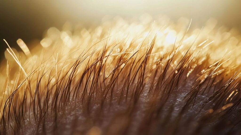 Image zoomé d'un cuir chevelu hydraté 