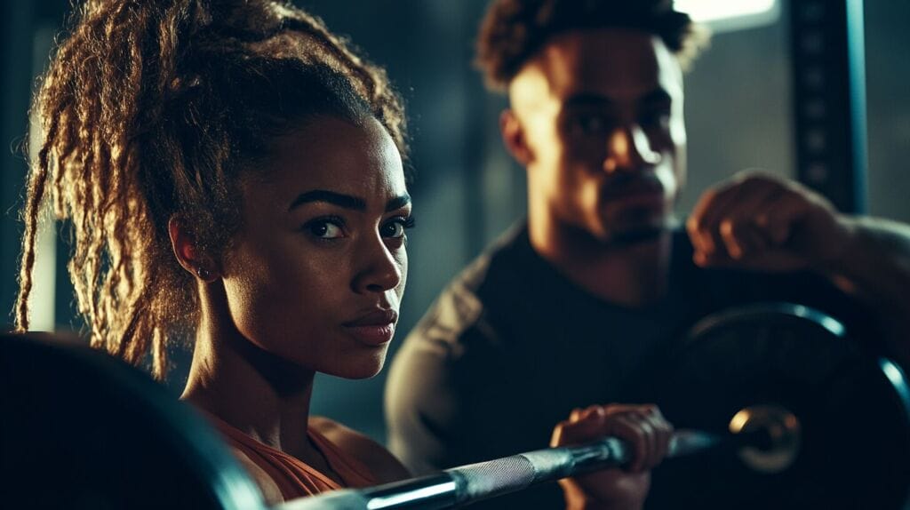Une femme et un homme à la salle de sport pour améliorer leur performances sportives