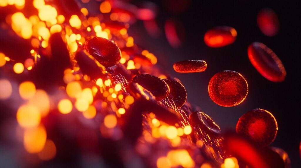 Image de cellules rouges pour montrer la circulation sanguine.