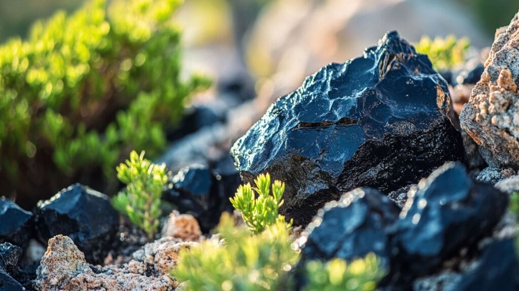 Résine de Shilajit dans la nature. Il combat la fatigue en complément alimentaire