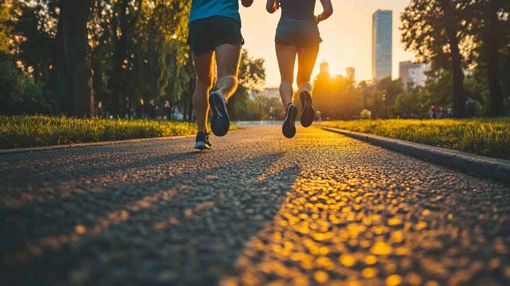 Deux personnes qui font un footing pour augmenter leur métabolisme