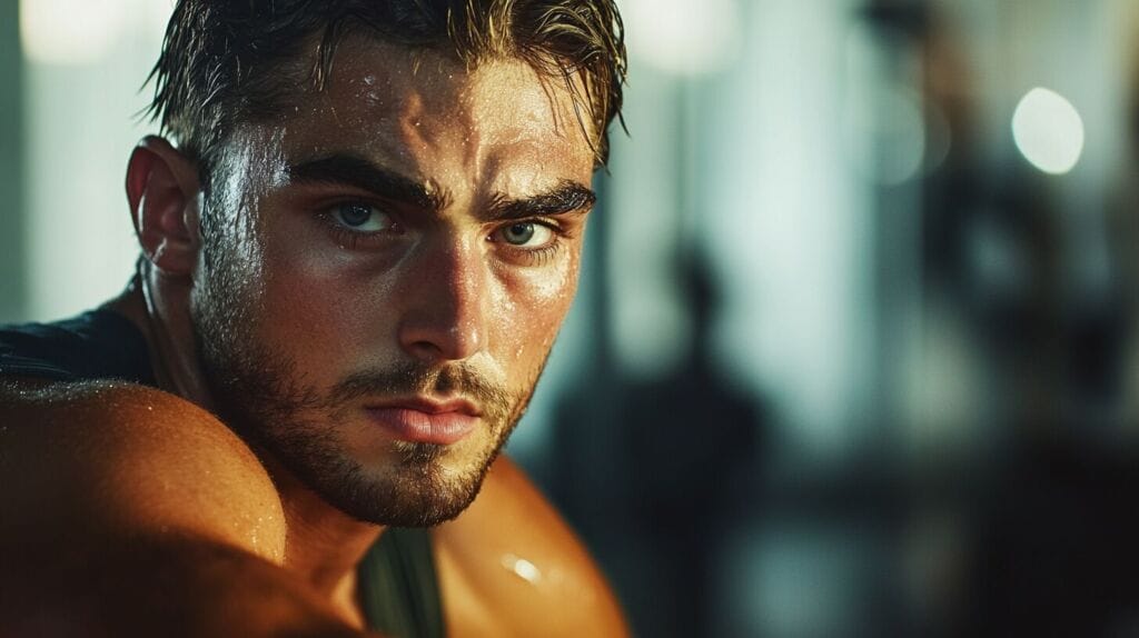 Un homme fort et determiné à la salle de sport 