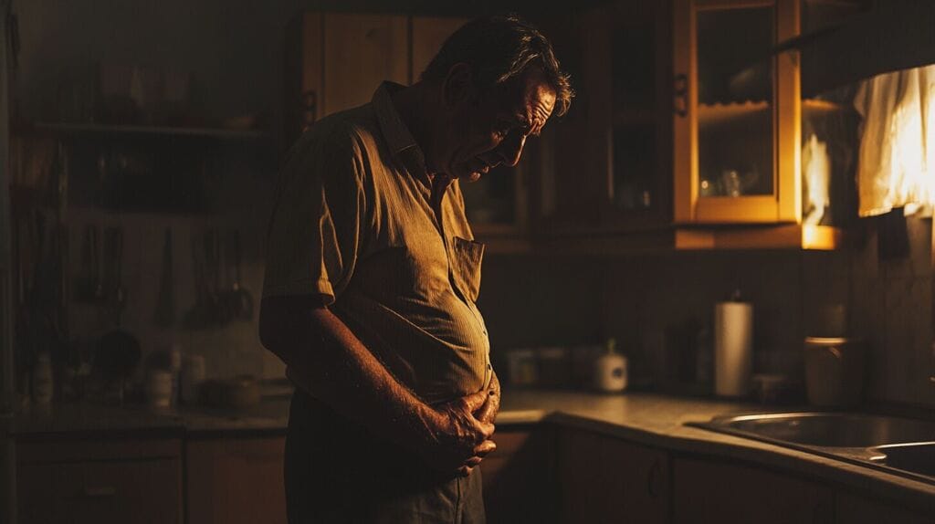 homme qui se tient le ventre