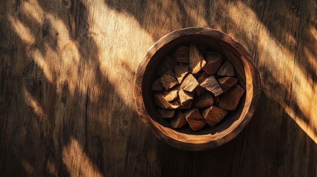 Bois bandé dans un bol. 