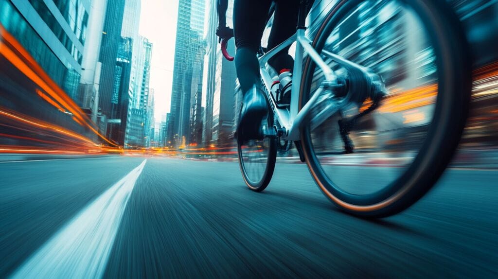 Cycliste qui fait du vélo sur la route 