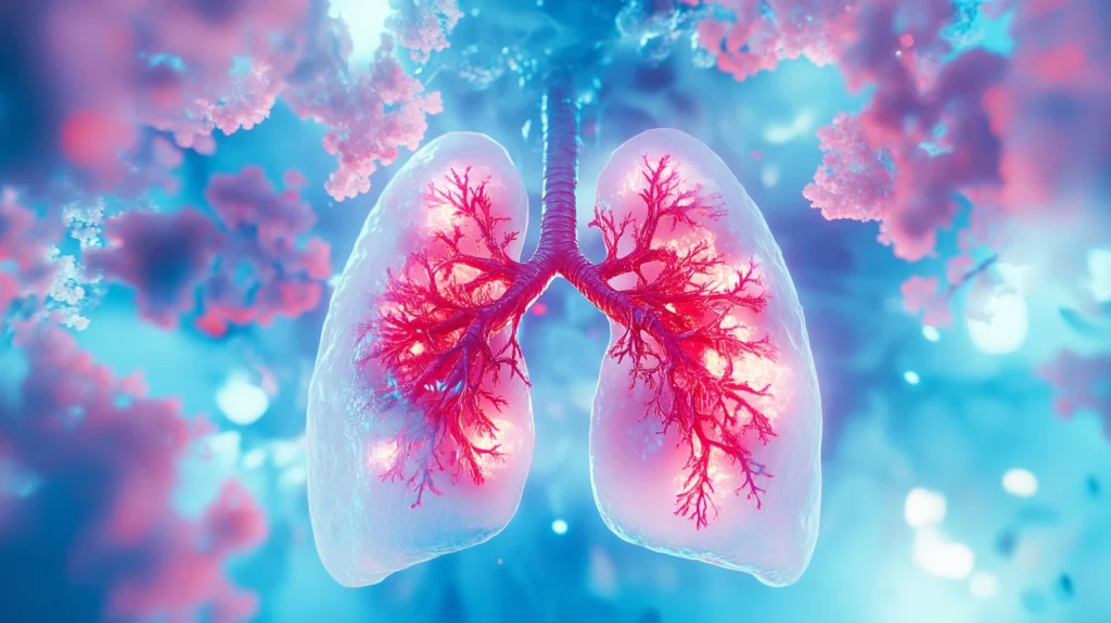 cette image représente un poumons qui semble protégé grâce aux effets de la N-Acétyl Cystéine