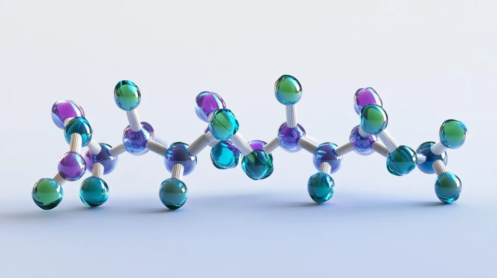 Présentation de la L cystéine caséine sous forme de molécules de physique