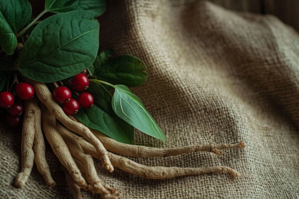 photo macro d'une racine d'ashwagandha