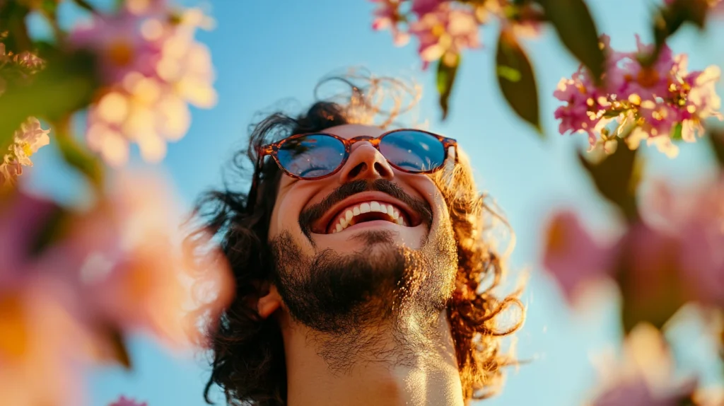 Homme heureux, il est en forme et ne tombe plus malade facilement, il a consommé le camu camu