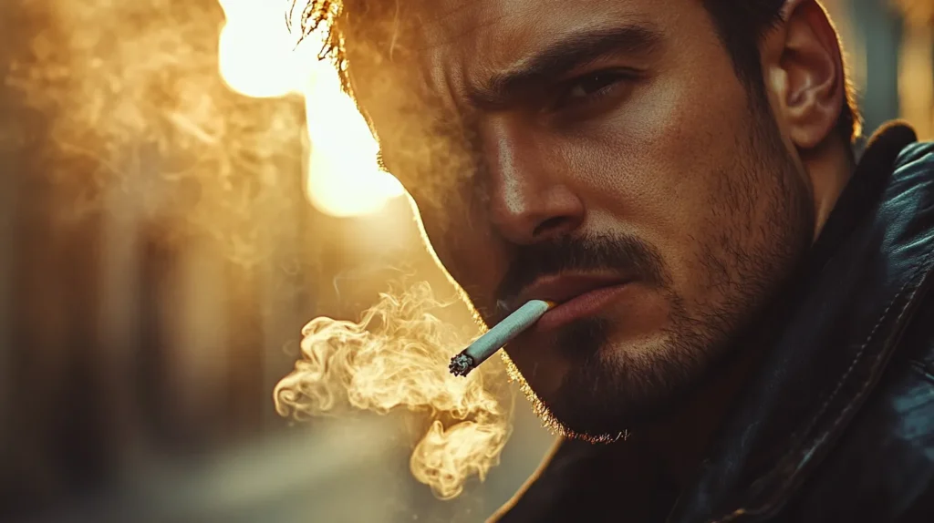 homme qui fume une cigarette 