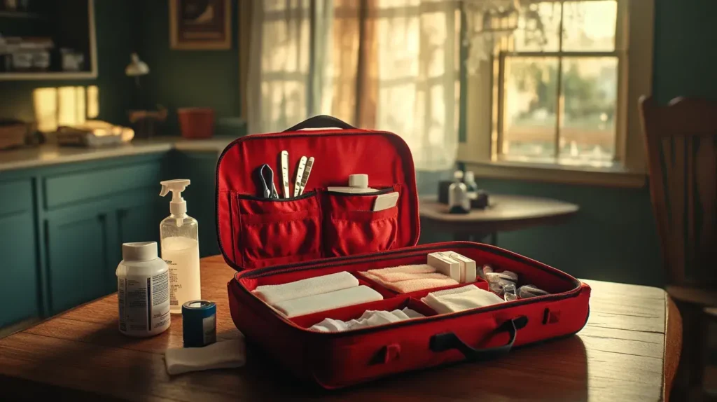 trousse de secours sur un table