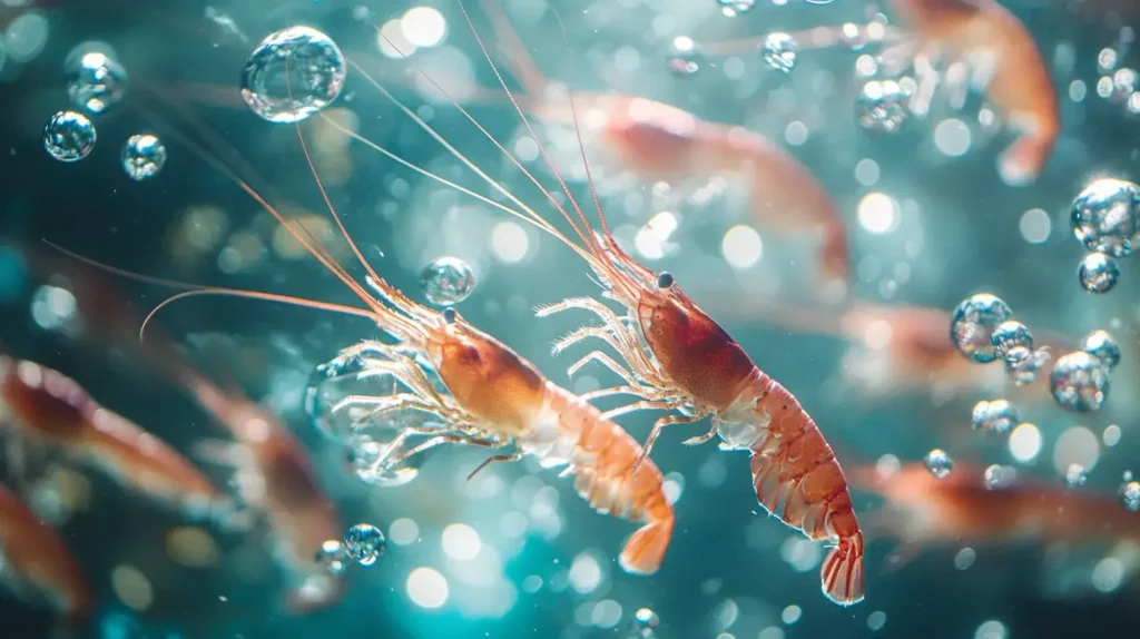 crevettes dans l'eau