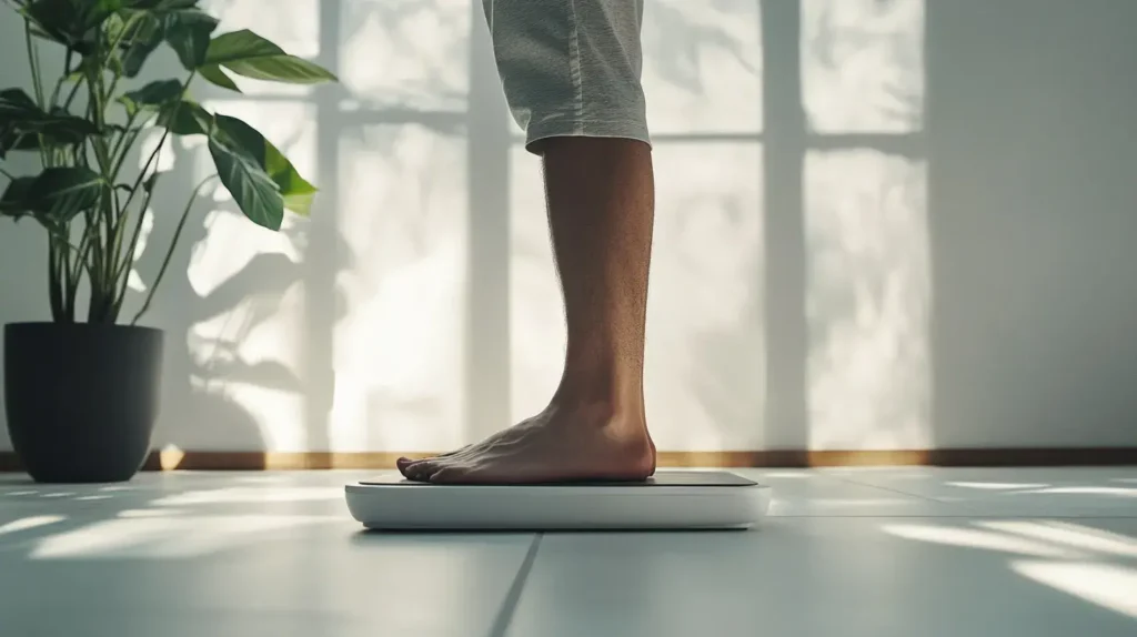 homme debout sur un pèse personnes