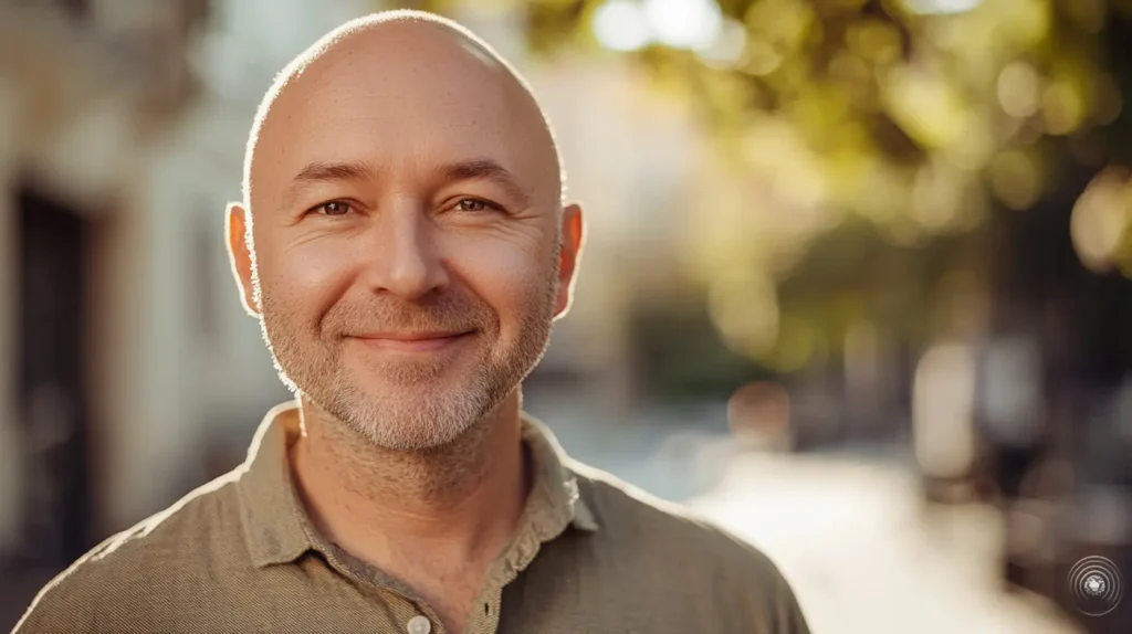 homme avec une calvitie qui va prendre de la chlorella 