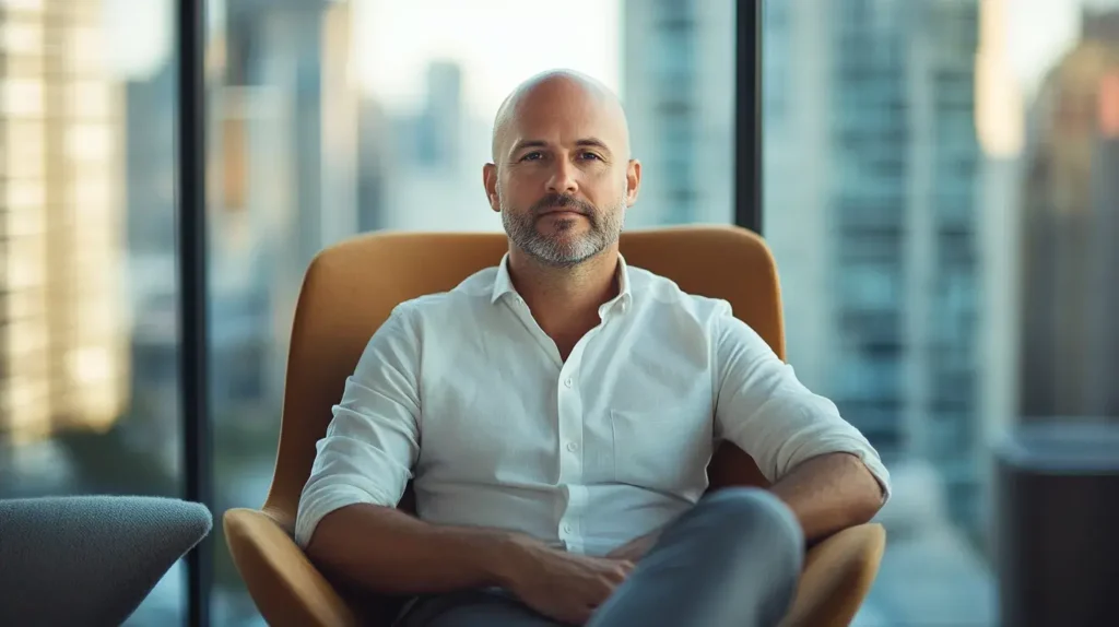 homme avec une calvitie 