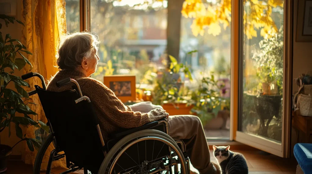 vieille femme en chaise roulante 
