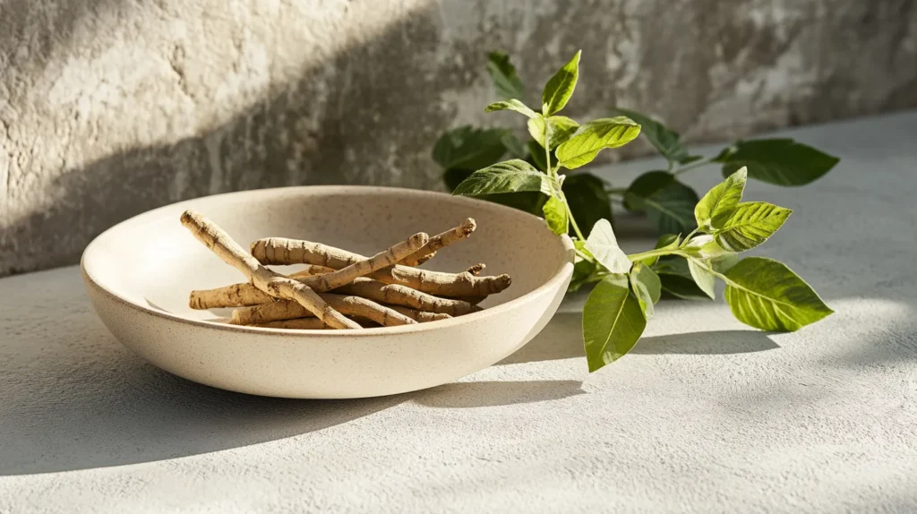 photo d'ashwagandha dans un récipient 