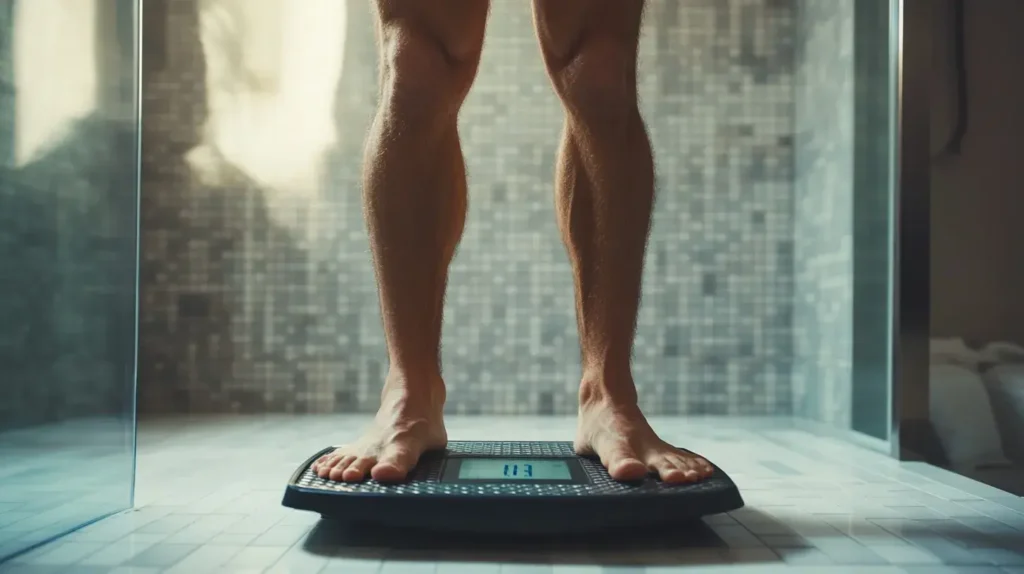 homme en train de se peser