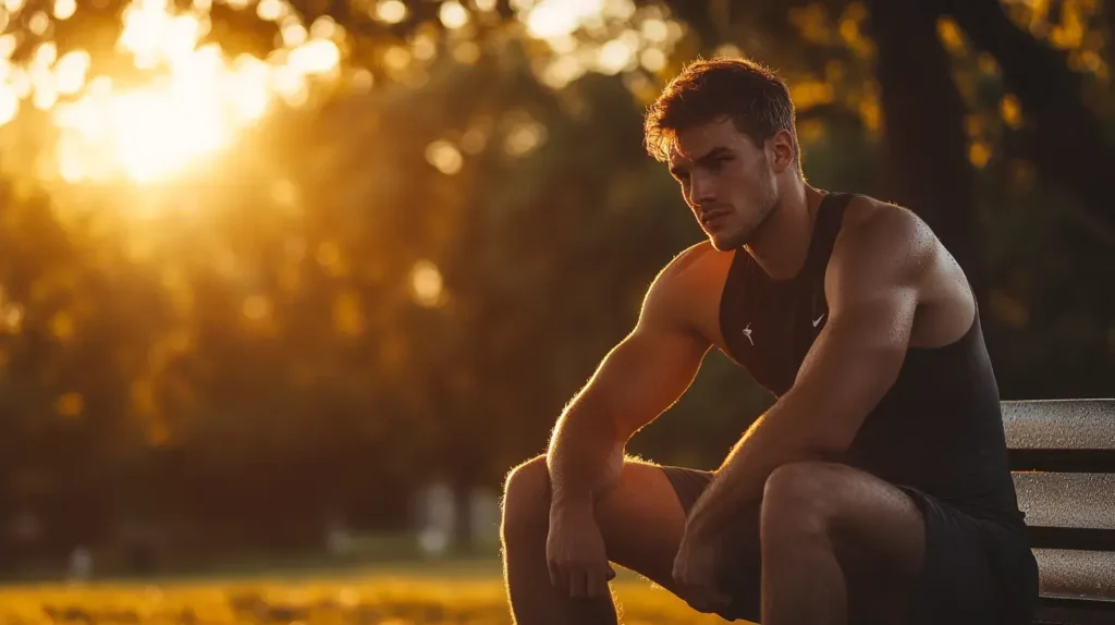 homme qui récupère sur un banc après un effort