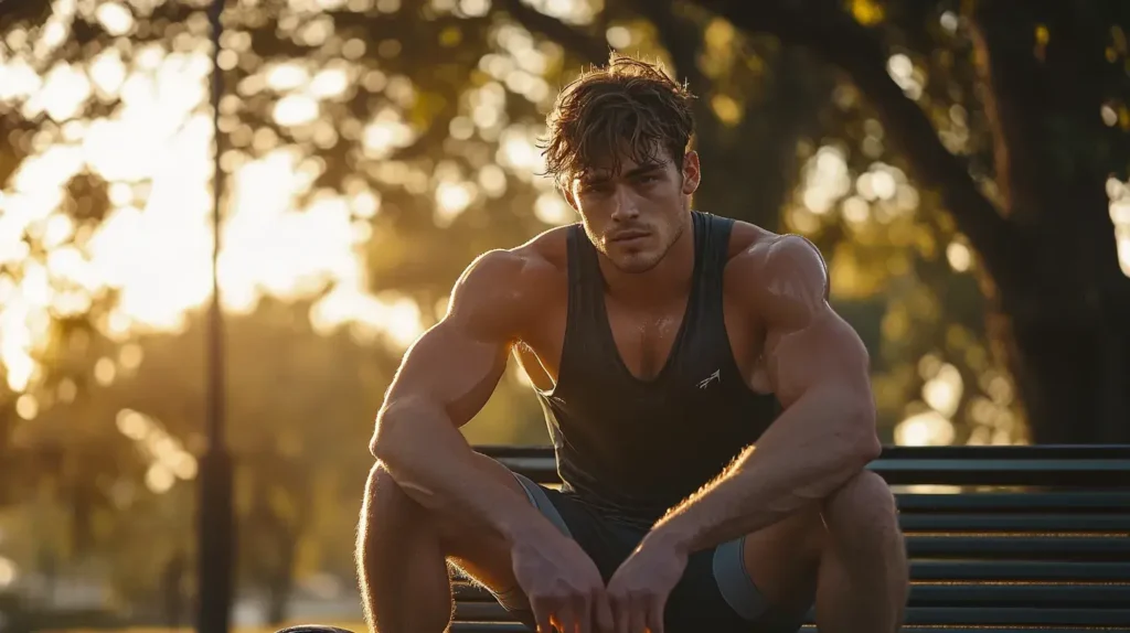 jeune homme qui se repose après avoir couru