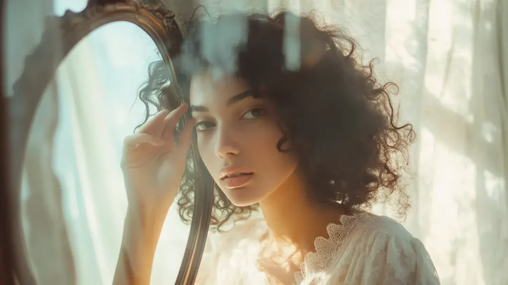 femme qui se touche les cheveux