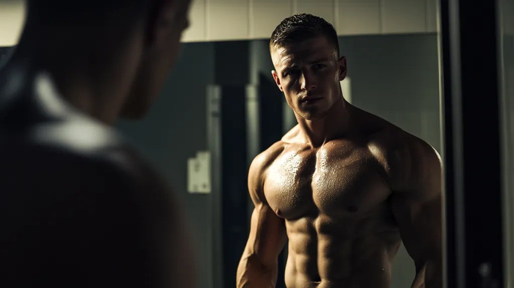 homme blanc musclé à la salle de musculation