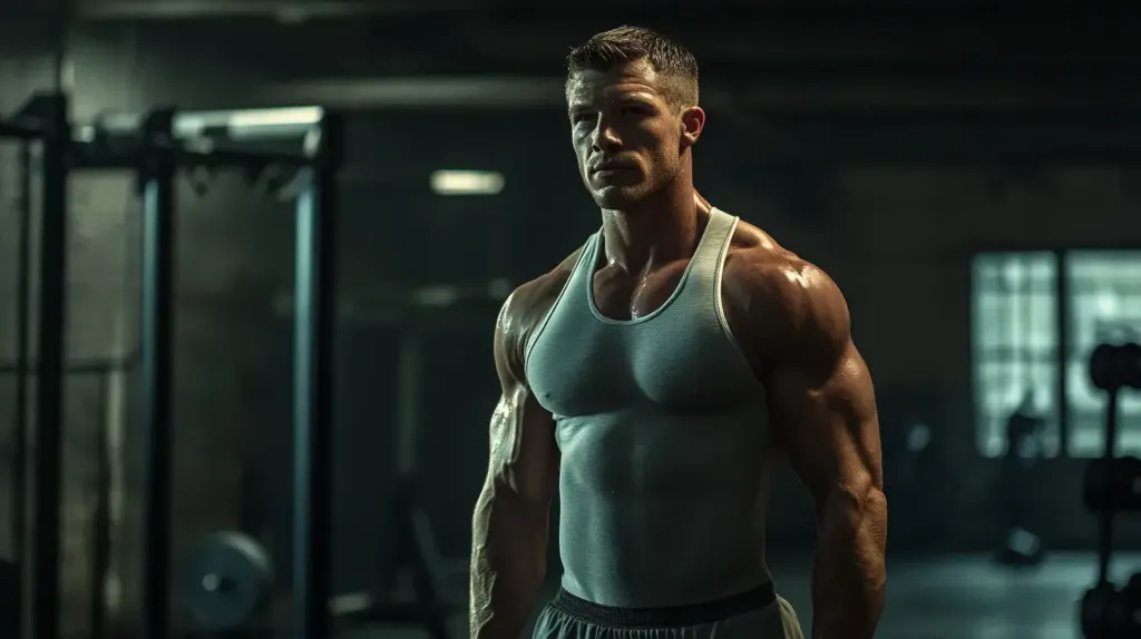 image qui représente un homme musclé dans une salle de musculation