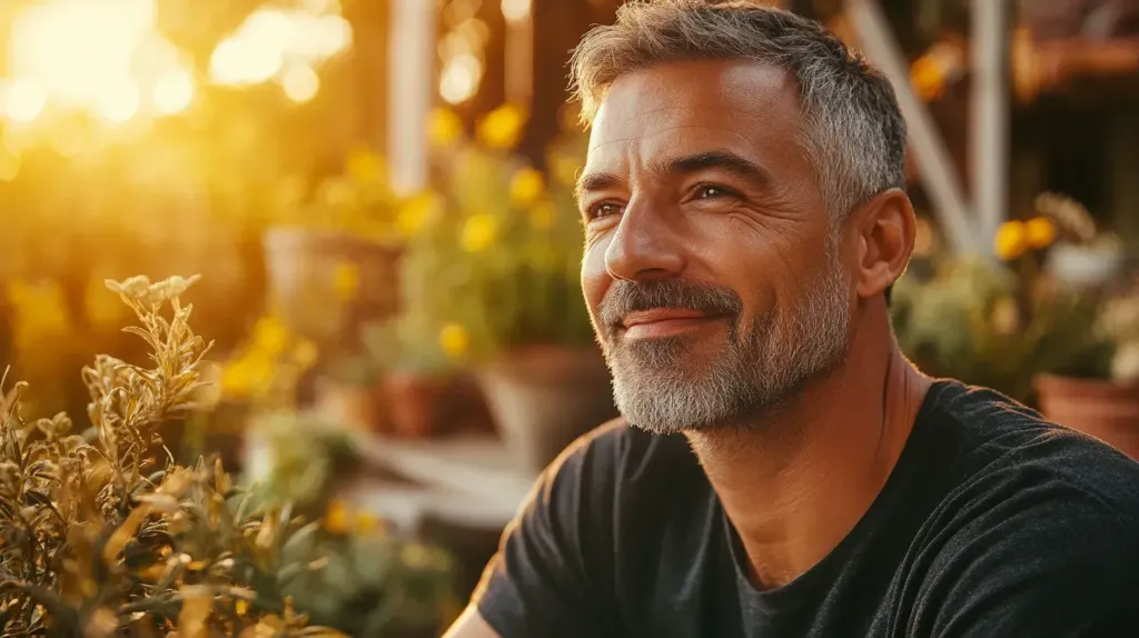 homme heureux grâce au pyrèthre d'afrique 