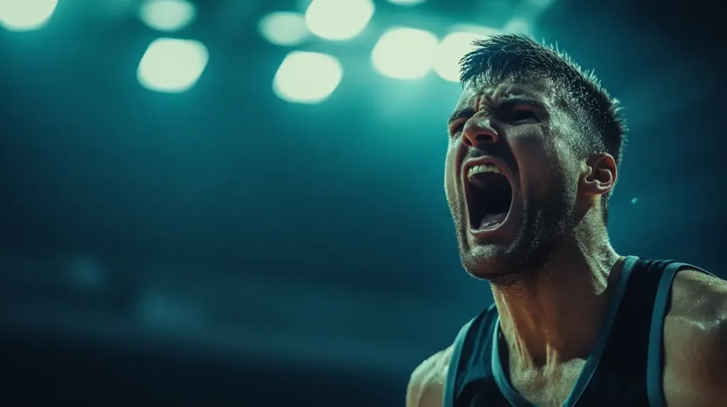 sportif qui crie pour célébrer une victoire, son système nerveux est protégé par le tudca