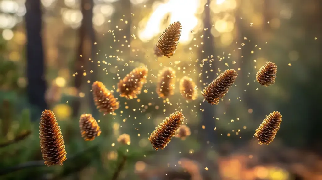 cette image montre du pollen de pin