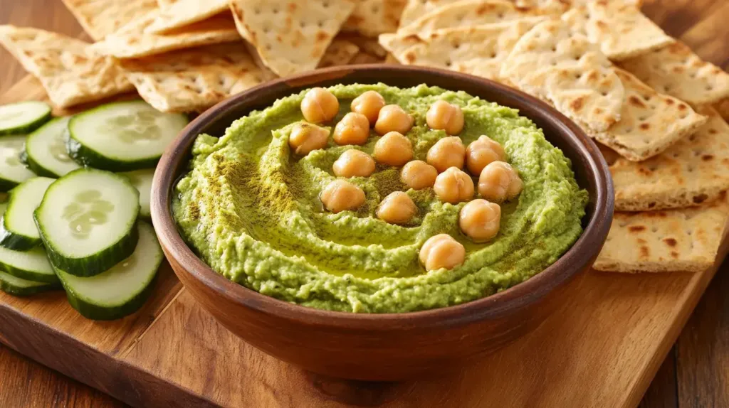 cette image montre un houmous à la poudre de morigna
