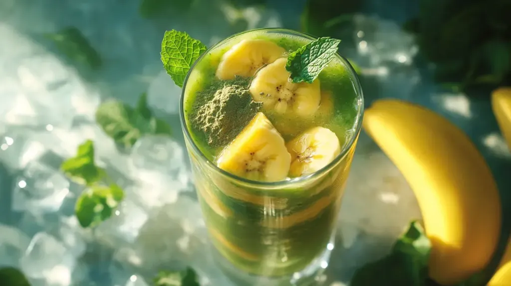 cette image montre un smoothie à la poudre de moringa