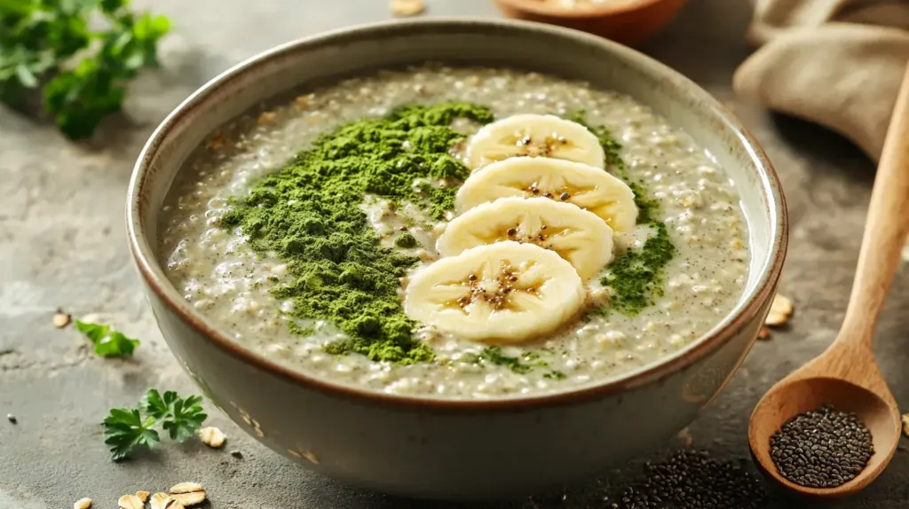 cette image montre un porridge à la poudre de moringa