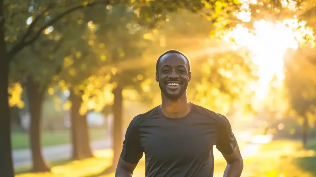 homme qui fait son footing dans un parc