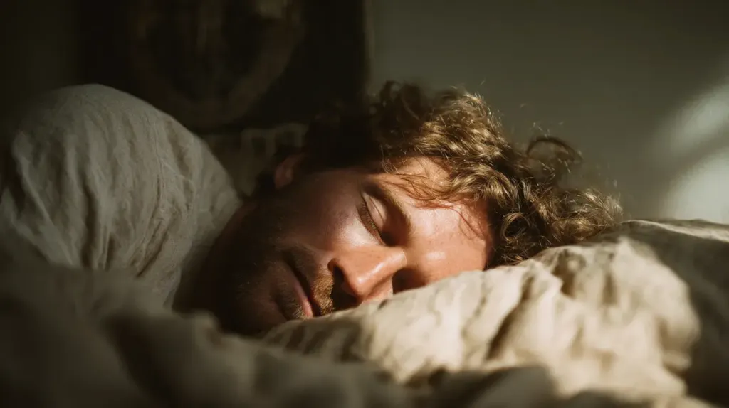 un homme dors paisiblement
