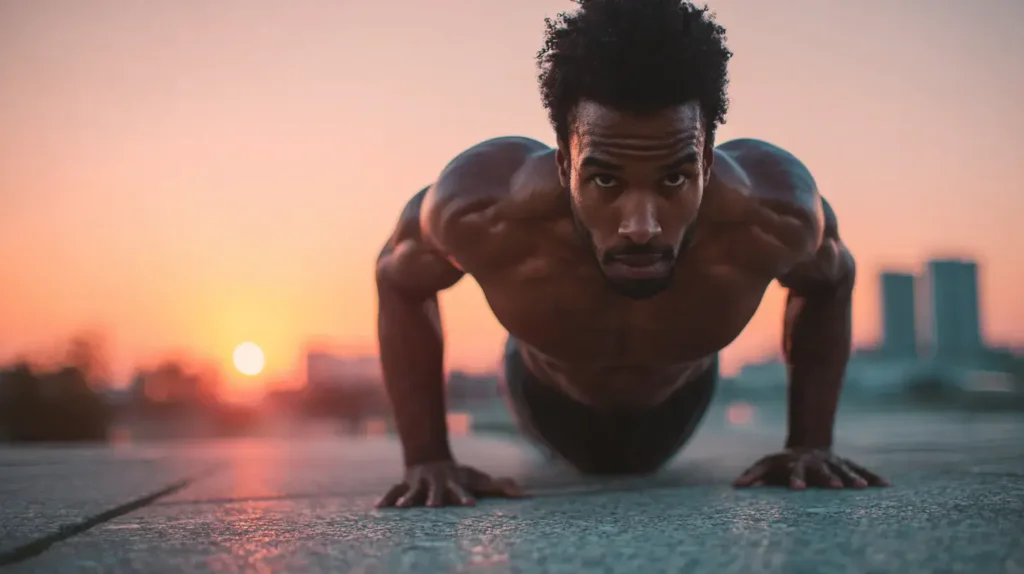 un homme fait des pompes 