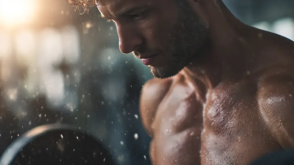 photo gros plan d'un homme qui fait de la musculation 