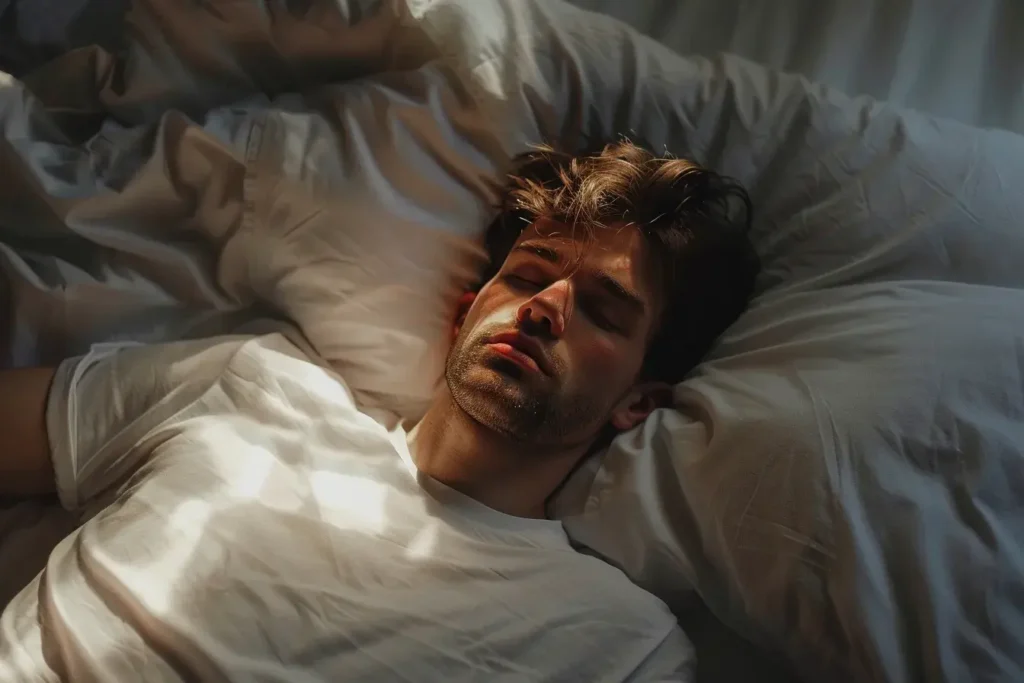 un homme dort paisiblement 