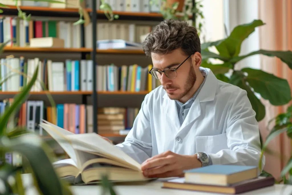 un scientifique consulte une étude 