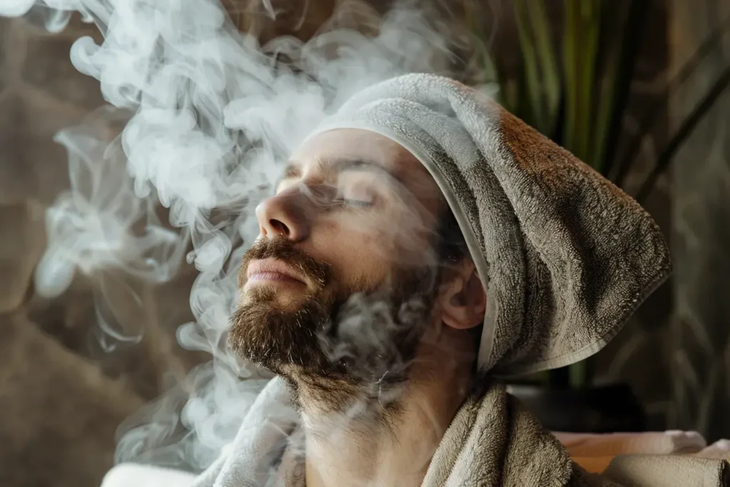 un homme se détend dans un hammam 