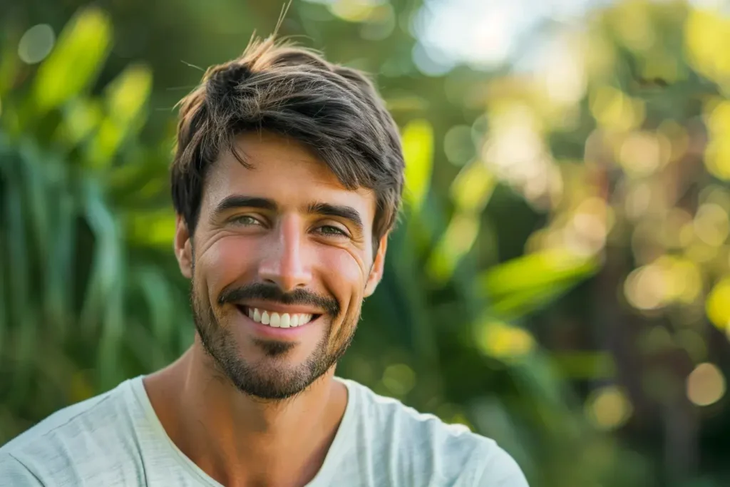 un homme heureux à pris de la propolis