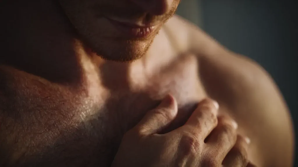 basilic sacré Tulsi possède des vertus anti inflammatoire. On voit une personne souffrant de l'épaule, ce complément soulage sa douleur